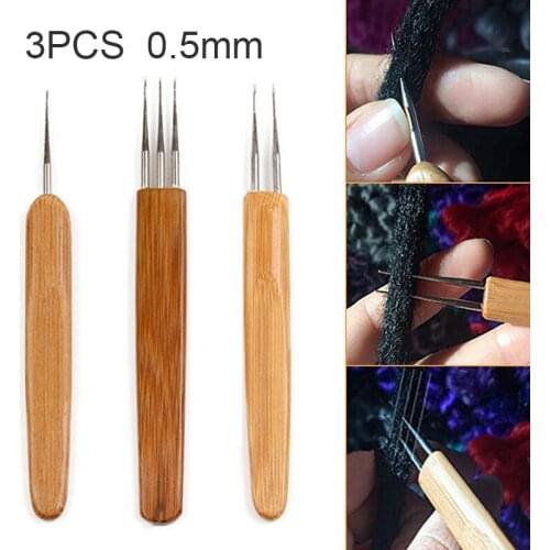 Crochet Hook For Dreadlocks Wig Needle 1/2/3 Hook Needle Hair Extension Tool 0.5mm Crochet Needle Hooks Braider Accessories