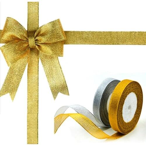 6mm-50mm*25Yards Gold Silver Organza Ribbon Glitter Embroidered Onions Ribbons Cake Decor DIY Craft Wedding Supplies Trim Satin