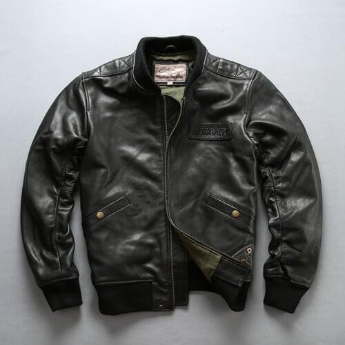 AVIREX FLY Air Force Flight Jacket slim Sheepskin Genuine Leather Jacket Men Motorcycle Baseball Leather Coat Bomber Jacket