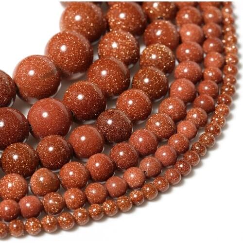 Wholesale Natural Stone Beads 4mm-14mm Golden Sand Beads Round Loose Beads DIY Bracelet Accessories For Jewelry Making Findings