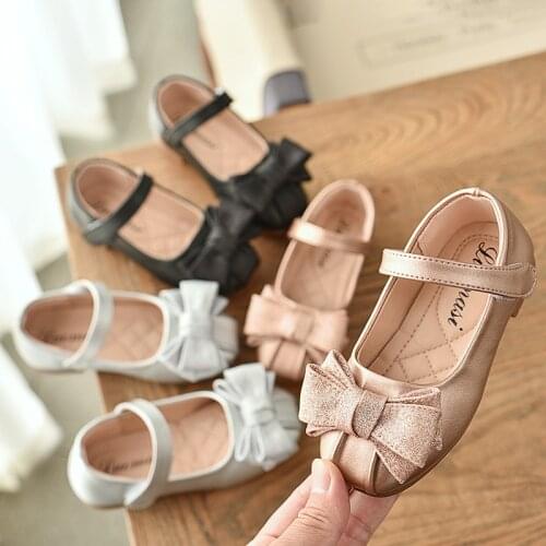 Fashion Girls Kids Children Leather Shoes Princess Flats Rubber Shoes For Evening Party Simple Classic Design New Autumn 2021