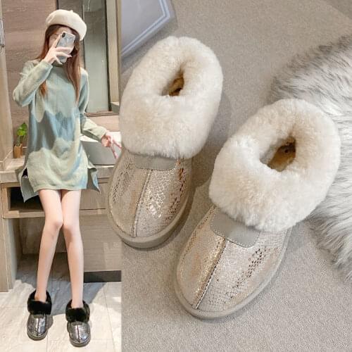 2021 New Snow Boots Womens Shoes, Warm Winter Plush One-step Anti-ski Boots, Plus Size Womens Shoes (36-42)