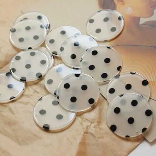 New 30pcs/lot 35mm rounds dots print fabric decoration rounds shape resin beads diy jewelry earring/garment pendant accessory