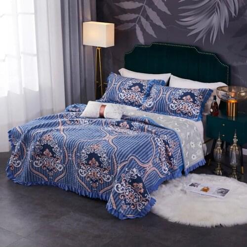 New Soft milk cashmere Quilting ruffles bed cover Bed Skirt Bedspread Bed Sheet Bed Cover Pillowcase Bedding Set