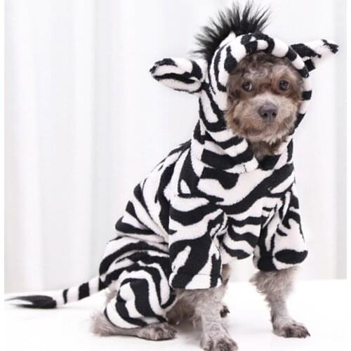 XS-2XL Pet Halloween Clothes Dogs Coat Jacket Hoodies Warm Flannel Dog Jumpsuit Cosplay Zebra Cheetah Clothing Dogs Costumes