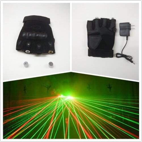 Wholesale Hot Selling Popular Laser Dancing Party Laser man show Gloves with 532nm 2 Pcs Red Green Lasers Free Shipping