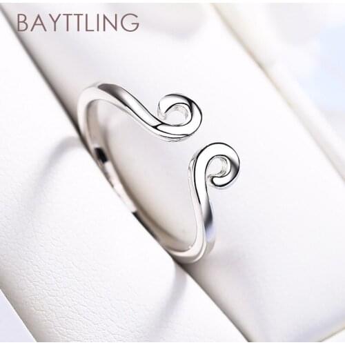 BAYTTLING 925 Sterling Silver Open Ring For Woman Man Fashion Wedding Jewelry Couple Ring Gift