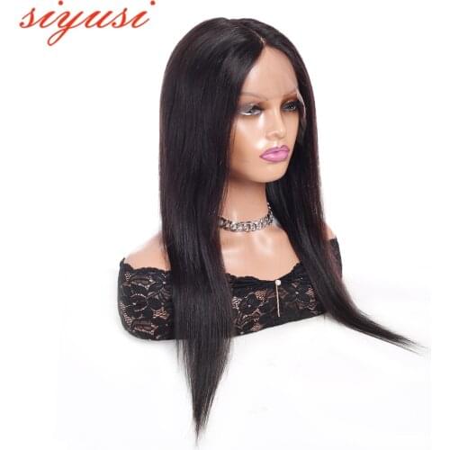 Wigs For Black Women Human Hair T Part Lace Wig Remy Brazilian Straight Natural Wig 13x1Transparent Lace Wigs SIYUSI