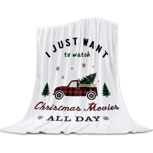 Christmas Blanket Truck Christmas Tree Throw Blanket for Sofa Christmas Decoration Bedspread Portable Microfiber Flannel Blanket