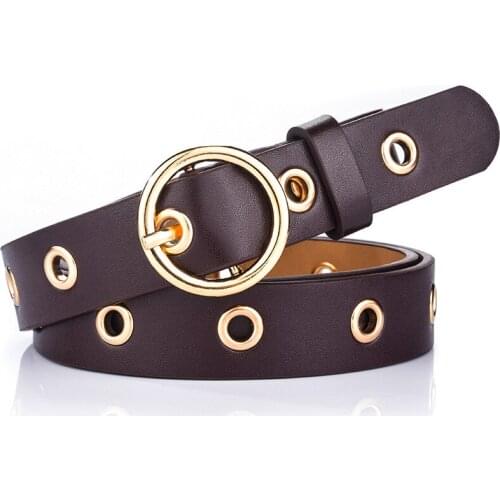 BLA New Women PU Leather Belts Circle Buckle Waist Belt Fashion Jeans Casual Student Female luxury Belts Wholesale Z30