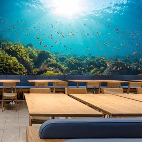 3D ocean style Self Adhesive wallpaper living room bedroom sofa TV submarine background wall hotel theme room decorative murals