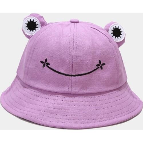 Lovely Frog Bucket Hat Animal Design Fisherman Hat Hiking Hat Outdoor Sunscreen Foldable Beach Hat for Girl Women