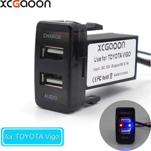 XCGaoon Special Dedicated 5V 2.1A Car USB Interface Socket Charger Adapter and USB Audio input Socket for TOYOTA Hilux VIGO