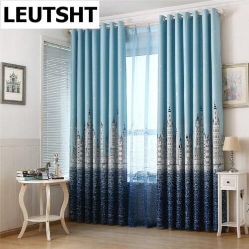 Mediterranean Water Castle Print Thicker Curtains for Children Room Living Room Bedroom Kitchen Balcony Finished Custom Drapes