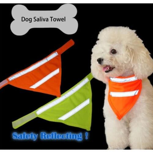 Reflective Pet Dog Saliva Towel Fluorescent Bandana Collar Puppy Cat Velcro Luminous Bibs Scarf Collar for Small Dogs Supplies