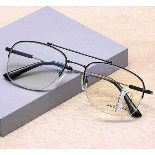 Ultralight Square Men Reading Glasses Al-mg Alloy Magnifier Eyewear Fashion Presbyopic Reader Black Gunmetal +1.0 +1.5 ~ +4.0