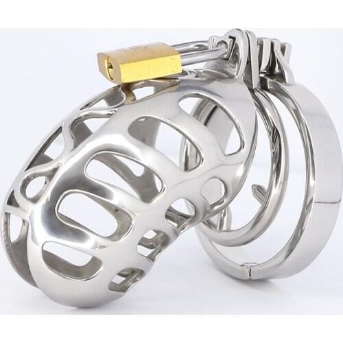 Stainless Steel Padlock Chastity Cage Cock Cage Adult Sex Male Cock Cage Delay Ejaculation BDSM Sex Toy for Men C007