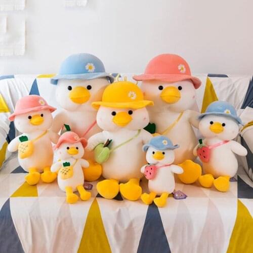 Yellow Duck Plushie Toy Kawaii Soft Fruit Baby Duck Animal Pillow Stuffed Dolls Toys Cushion for Decor Kids Toy Christmas Gift