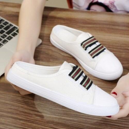 Womens Canvas Shoes, Half Slippers, Womens Summer White Shoes, Womens Shoes, Spring New Shoes, Pedal Shoes shoes woman
