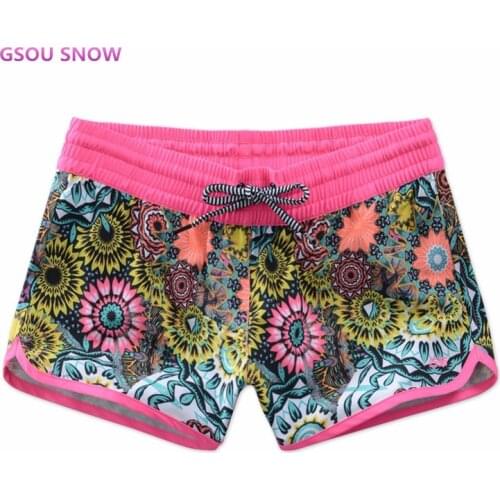 Gsou snow plus Bikini sizes Bottom 2020 For Women Swimsuits with print graffiti Swimming Beach Shorts Womens diving Surf Sports