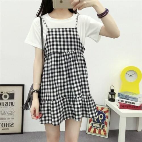 Dress Women Plaid Sleeveless All-match Elegant Sweet Lovely Womens Dresses Korean Style Clothing Loose Leisure Simple Student