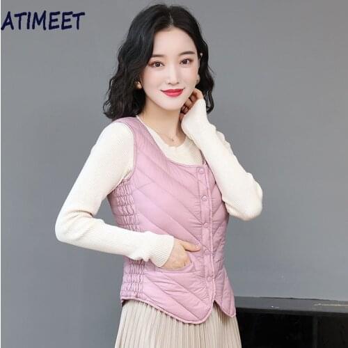 New Women Autumn And Winter Vest Filling Cotton Solid Color Sleeveless Jacket