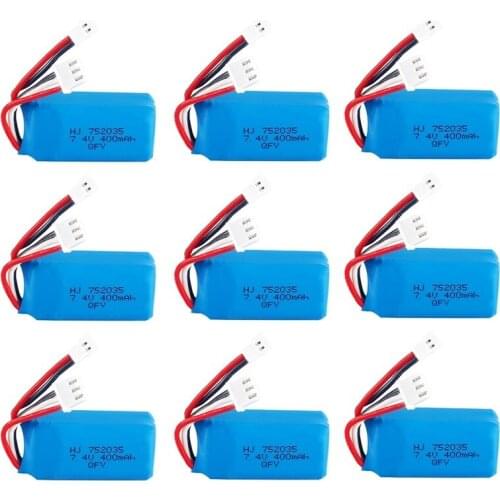 1-10pcs 7.4v Battery For DM007 RC Airplane Quadcopter Drone Helicopter Toy Spare Parts 2s 7.4V 400MAH Lipo Battery XH2.54 Plug