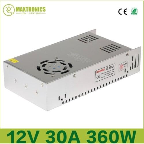 10pcs Power Supply 12V 30A 360W Switching Power supply dc12v 30A LED drive Transformer for led lamp DHL Free shipping