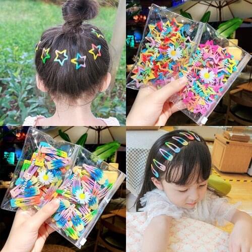 10pcs beautiful rainbow five-pointed star drop shape hairpin girl baby little princess side hairpin headdress