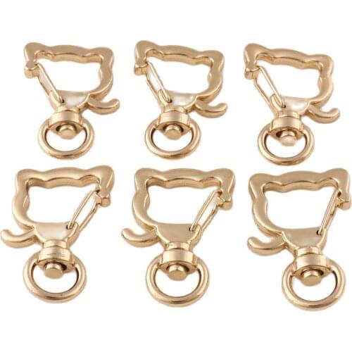 10 PCS Hot Sale Snap hook Cat Gold shaped lobster clasp Cute keychain DIY Handmade for bag decoration