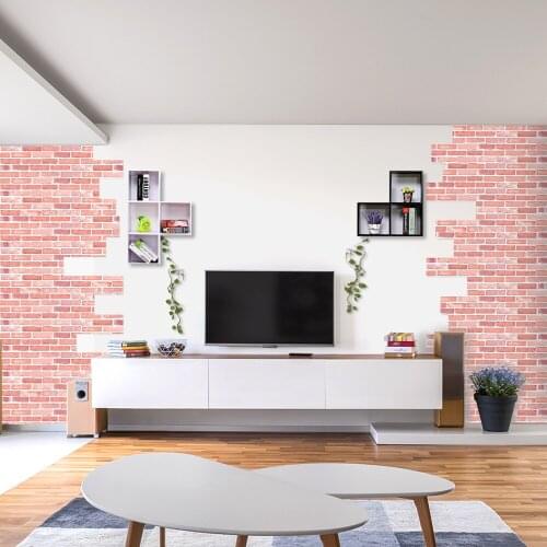21*100cm*7pcs Light Red Brick Pattern Laptop Sticker Cabinet Sticker Waterproof Floor Sticker For Kitchen Bathroom Wallpaper