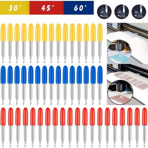 50PCS 30/45/60 Degrees Roland Cricut Plotter Blade Knife Cutter Blades Vinyl Cutter Offset Knife Replacement Blades Carving Tool