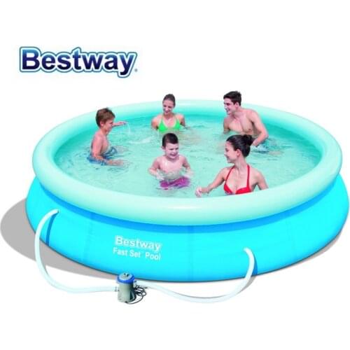 57274 Bestway 366x76cm (12'x30") FAST SET POOL REENGINEED with Water Cleaner DRAIN Valve Top-ring Inflate Pool EASY TO ASSEMBLE