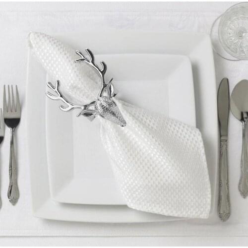 6pcs Christmas Napkin Ring Holders Christmas Table Decoration For Home Alloy Reindeer Horn Tissue Ring New Year Decorations 2021