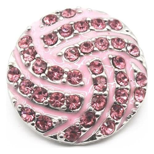 6pcs/lot Sport Snap Jewelry Enamel Pink Full Rhinestone Volleyball Snap Buttons Fit 18mm Snap Bracelet DIY Charms Jewelry