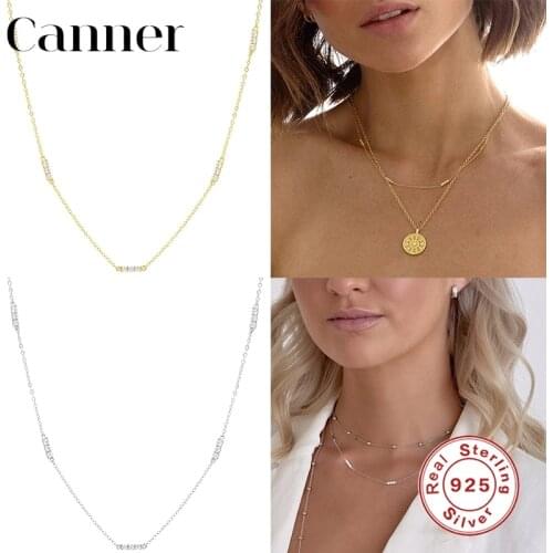 Canner 100% 925 Sterling Silver Choker Necklace Single Row Of Three Stacked Necklace For Women Sterling Silver Jewelry Collar W5