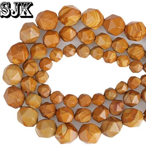 Free Shipping Natural Stone Beads Faceted Wood Stripe Stone Loose Beads 6 8 10MM For Bracelets Necklace Jewelry Making