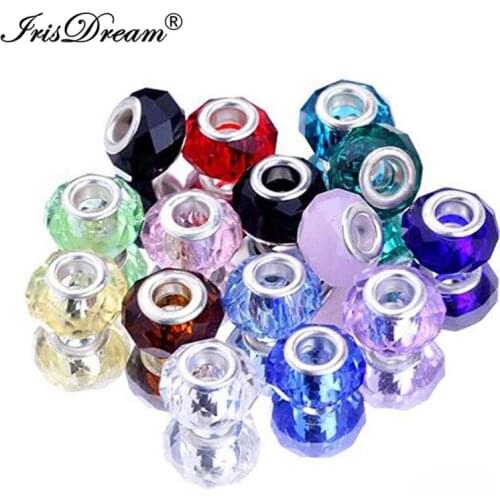 50Pcs Lot Mixed Color Cut Faceted Murano Spacer Glass Beads Fit Pandora Charms Bracelet For DIY Jewelry Making Accessories Women
