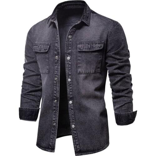 Fashion 100% Cotton Denim Jackets Men Casual Solid Color Pocket Thin Jacket for Men Style Spring High Quality Men Clothing
