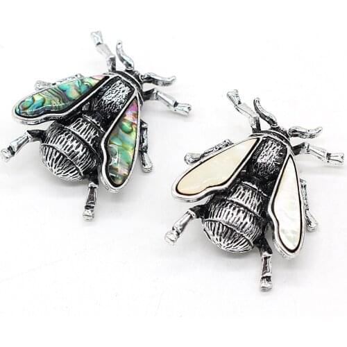 Hot Sale Natural White Abalone Shell Brooches for Jewelry Accessories Women Girls Gift Size 35x45mm