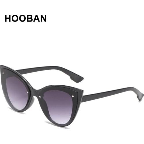 HOOBAN Vintage Cat Eye Sunglasses Women Fashion Brand Designer Sun Glasses For Female Sexy Leopard Gradient Eyewear UV400