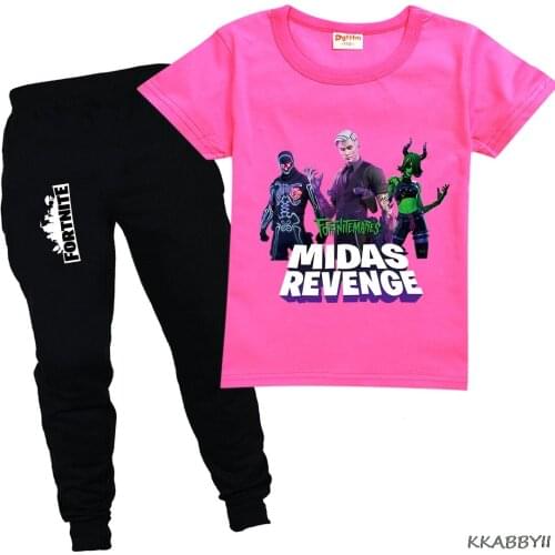 Game Fortnite New Summer Kids Clothing Sets Colorful T-Shirt + Pants 2Pcs Girls Boys Cartoon Clothing Suit