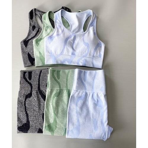 2 Pcs/set Camo Yoga Set Sports Wear for Women Gym Fitness Clothing Booty Yoga Leggings + Sport Bra GYM Sport Suit Femme