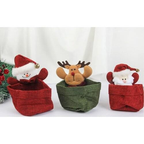 Baskets Candy Storage Basket Bamboo Xmas Gift Holder Braceket Basket Santa Claus Storage Gift Christmas Decoration