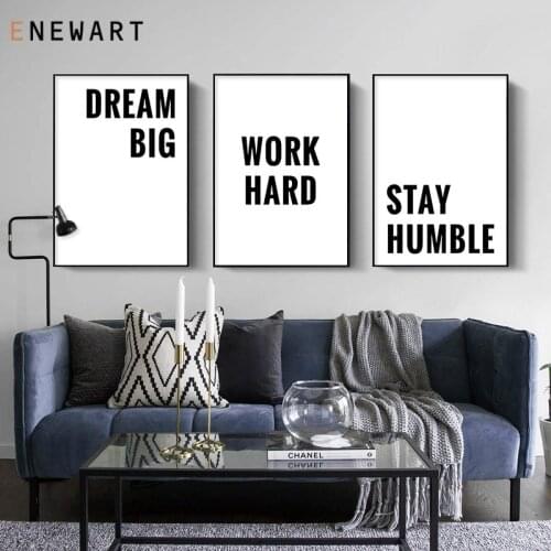 Dream Big Work Hard Stay Humble Positive Quotes Poster Print Wall Art Motivational Canvas Painting Picture for Office Decor