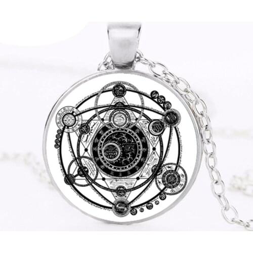 2017 Fashion Sigil Magic Witchcraft Pendant Choker Statement Round Necklace For Women Dress Accessories Glass Cabochon Jewelry