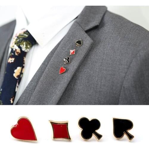 Cute Poker brooch pins for men women Bags Hat Badges Brooch Broach Needle Party Accessories Jewelry