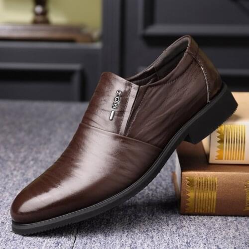 New Men Shoes Leather Cowhide Leather Shoes Men Comfortable Low-top British Casual Single Shoes Leather Shoes Formal Shoes