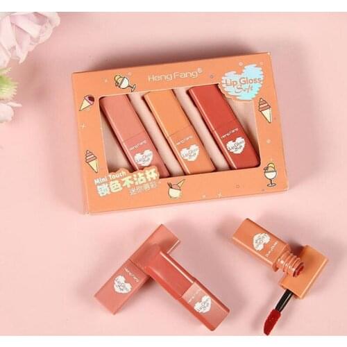 Girly Color Lip Glaze Set Non-stick Cup Mini Matte Lipstick Temperament Lips Makeup
