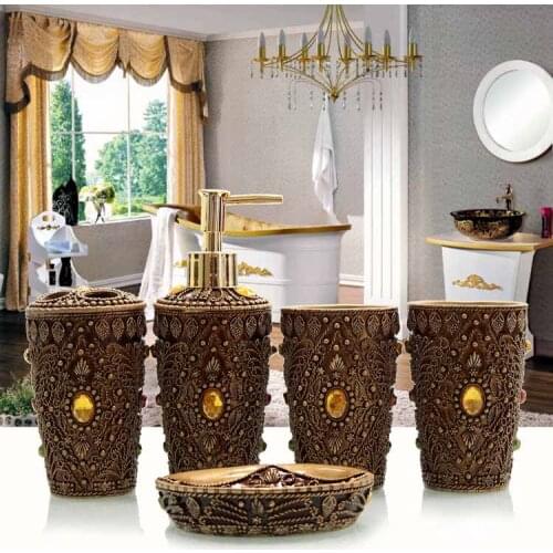 Continental Five-piece bathroom suite toiletries resin Creative Cups toothbrush holder wash suit Resin bath gel bottle soap box